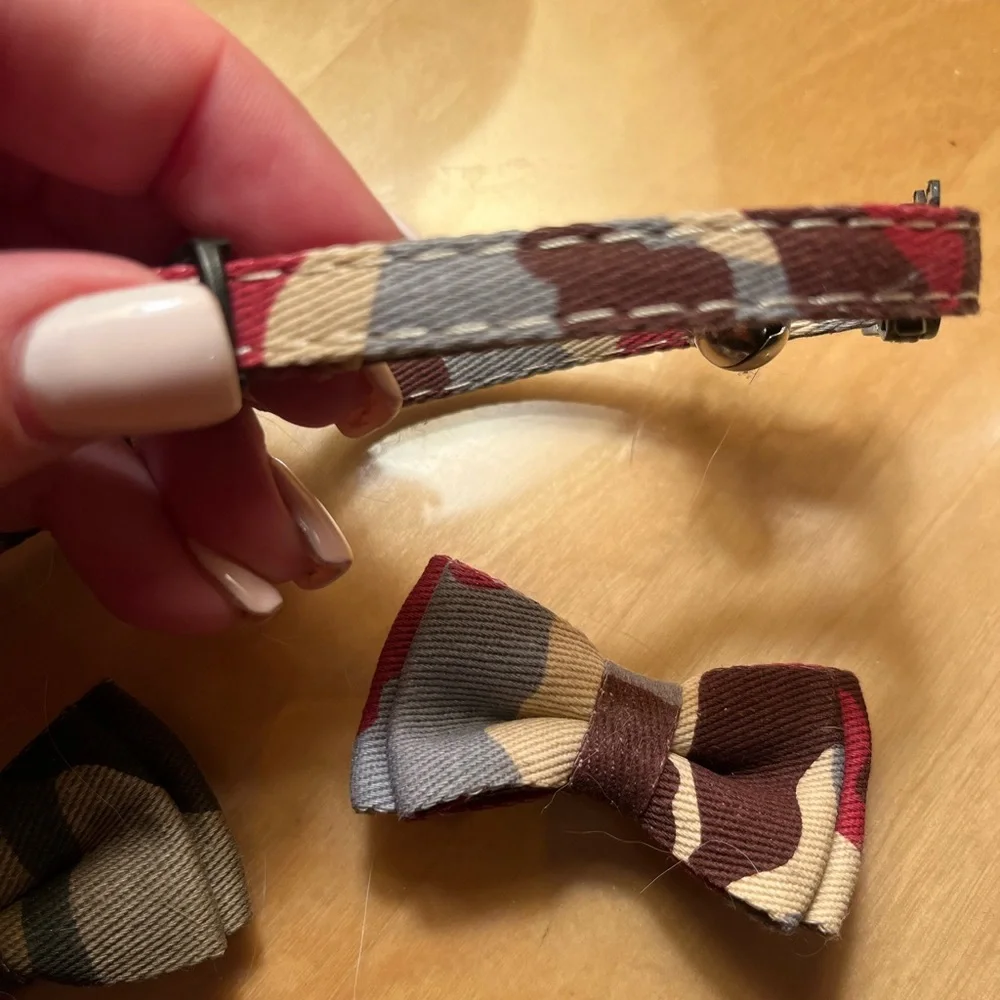 CAT COLLARS 🐱 SET OF 2 CAMO DESIGN CAT COLLARS W/LITTLE REMOVABLE BOW & BELL